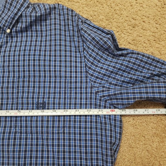 Chaps Buttons down Plaid blue shirt Mens Size L - Picture 8 of 12
